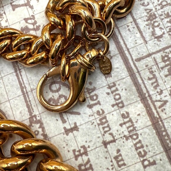 Elegant Bold Milor Bronze Italy Gold Overly Wide Graduated Chain Necklace - Picture 13 of 15